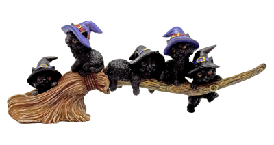 (image for) Cats on Broom Figurine