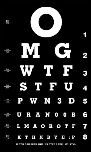 (image for) OWD Eyechart T-Shirt 100% cotton. - Click Image to Close