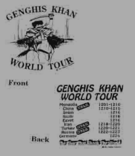 (image for) Genghis Khan Tour T-Shirt 100% cotton. - Click Image to Close