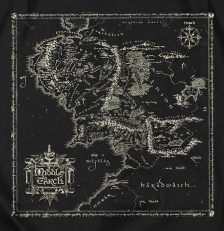 (image for) Map of Middle Earth LOTR T-Shirt