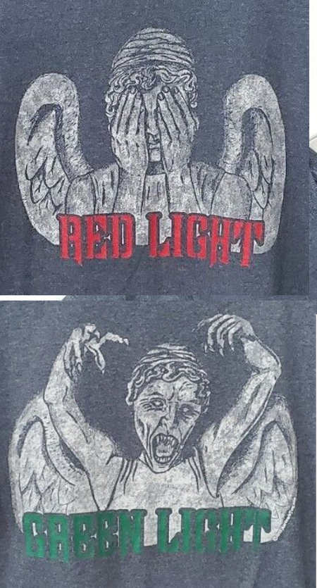 (image for) Dr Who Red Light Green Light Weeping Angel T-Shirt