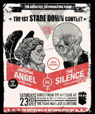 (image for) Staredown Weeping Angels Vs Silence Fight T-Shirt