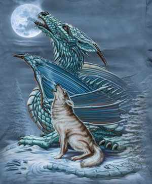 (image for) Dragon Wolf Moon T-Shirt - Click Image to Close