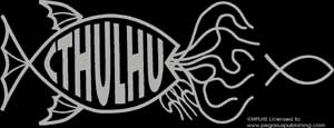 (image for) Cthulhu Fish Shirt Silver on Black T-Shirt - Click Image to Close
