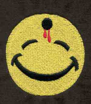 (image for) Embroidered Bullet Hole Smiley Face Golf shirt