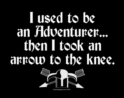 (image for) Adventurer (Arrow to the Knee) T-Shirt - Click Image to Close