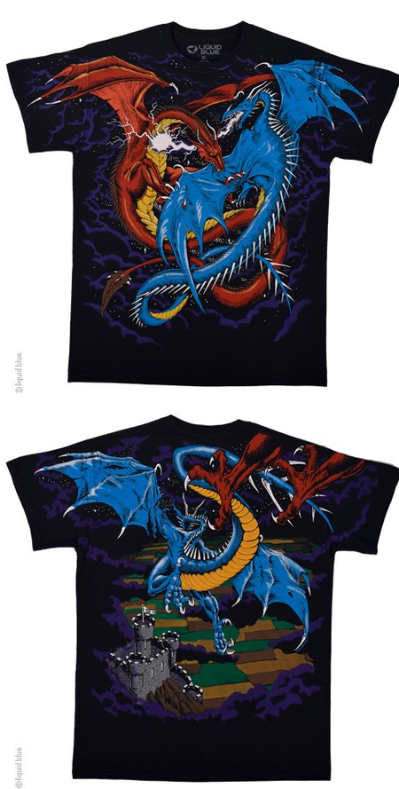 (image for) Belt Print Dragon Duel T-Shirt - Click Image to Close