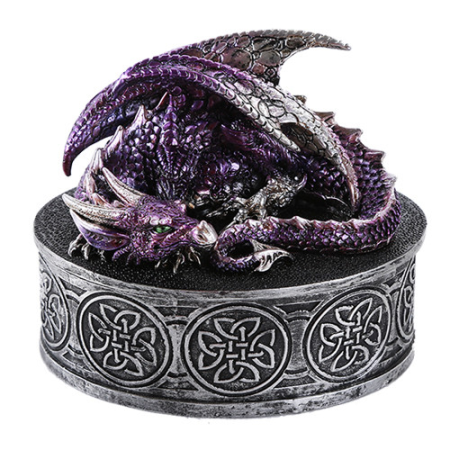 (image for) Dragon Celtic Box (Round) w Purple Dragon - Click Image to Close