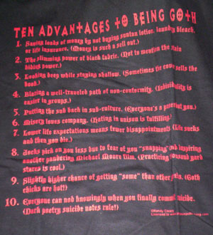 (image for) Goth Advantages Shirt - Click Image to Close