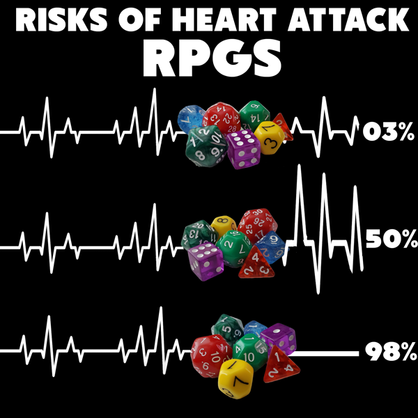 (image for) Risks of Heart Attack RPG's Dice Roll T-Shirt
