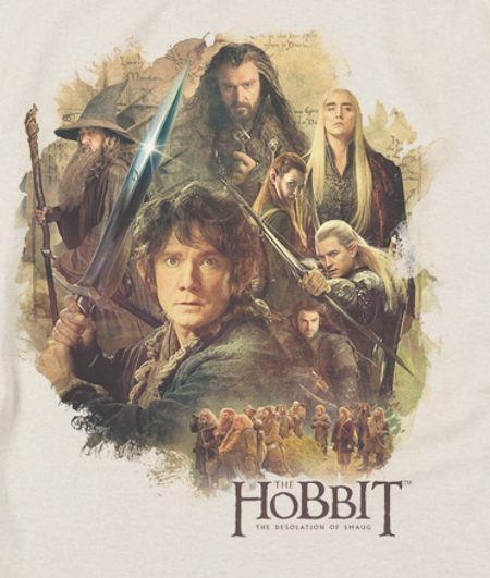 (image for) The Desolation of Smaug Collage Hobbit T-Shirt - Click Image to Close