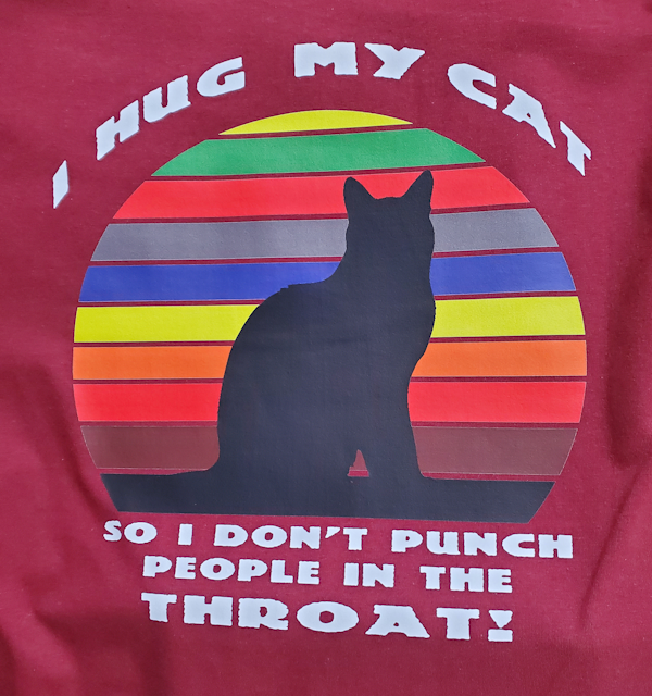 I Hug My Cat So I Don't Punch People in the Throat T-Shirt (image for) I Hug My Cat So I Don't Punch People in the Throat T-Shirt