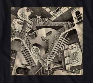 (image for) Relativity by MC Escher T-Shirt - Click Image to Close