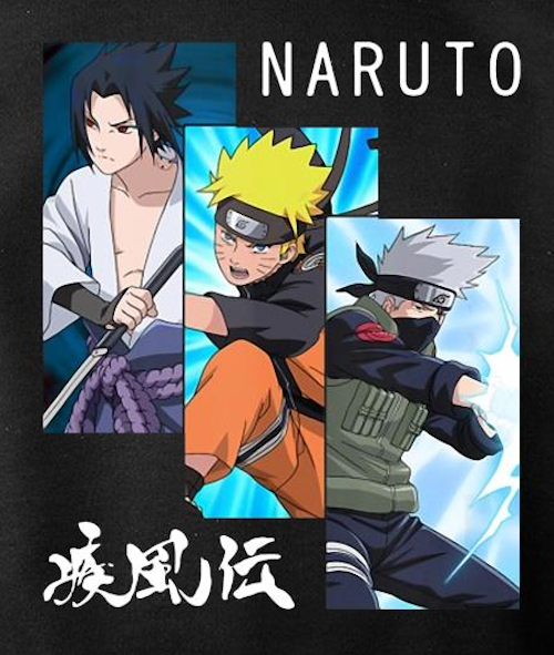 (image for) Naruto Shippuden Three Panels and Kanji T-Shirt - Click Image to Close