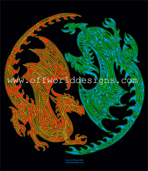(image for) Yin Yang Celtic Dragons Shirt - Click Image to Close