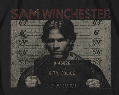 (image for) Supernatural Sam Winchester Mug Shot T-Shirt - Click Image to Close
