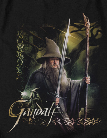 (image for) Sword and Staff Gandalf Hobbit T-Shirt - Click Image to Close