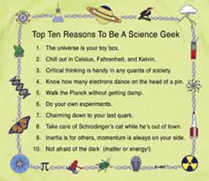 (image for) Top 10 Reasons to be a Science Geek T-shirt